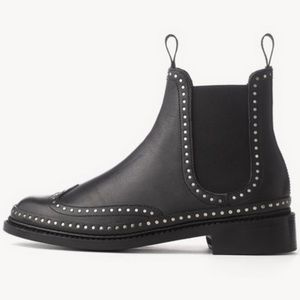 Rag & Bone Wing Tip Benson Studded Leather Chelsea Ankle Boot Bootie size 38 1/2
